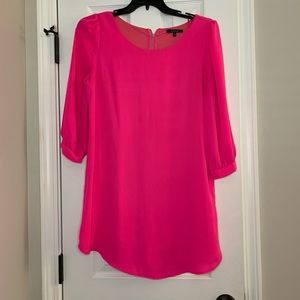 Hot pink long sleeved shift dress